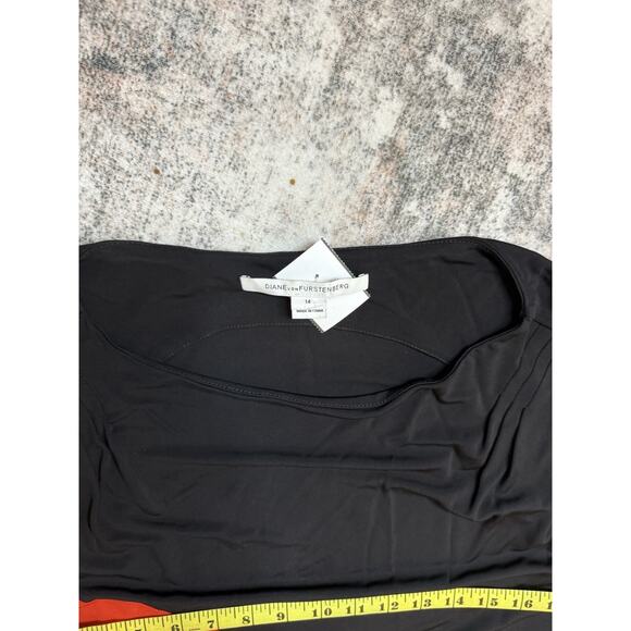 Diane Von Furstenberg Red Sleeveless Sheath Wrap Midi Dress SZ 14 ASO Corblock - Picture 3 of 5